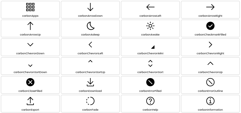 Carbon Icons preview